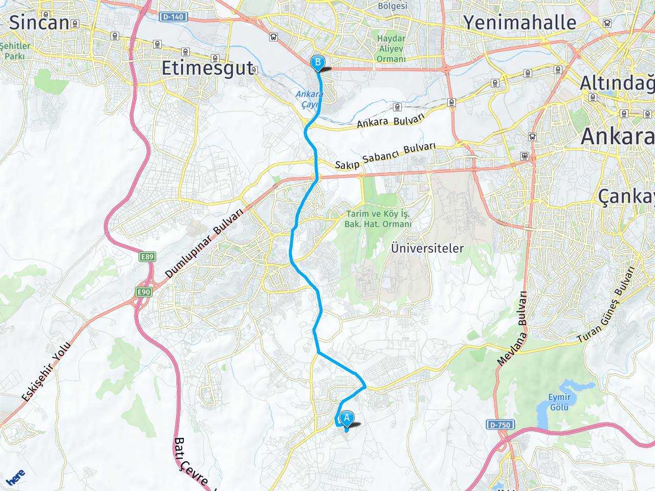 Ankara Atılım Üniversitesi Ankara Şaşmaz Saşmaz haritası