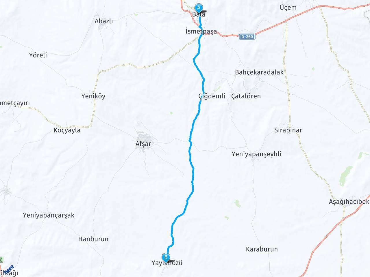 Ankara Bala Ankara Bala-yaylalıözü haritası
