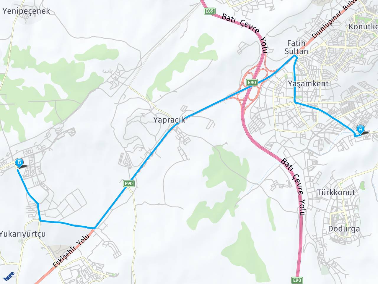 Ankara Çayyolu Alacaatlı ankara yapracık toki haritası