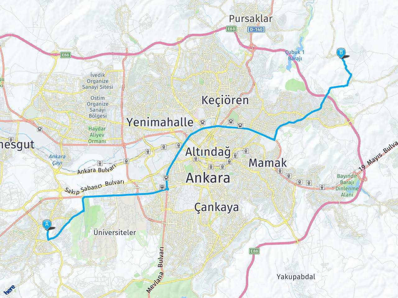 ankara çayyolu Ankara Altındağ haritası