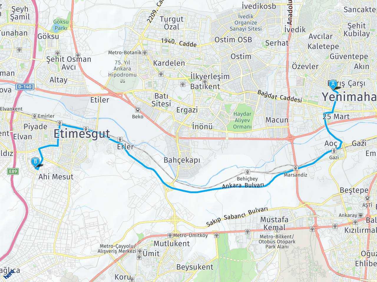 Ankara Demetevler 413. Sok Ankara Etimesgut Ahi Mesut Mahallesi haritası