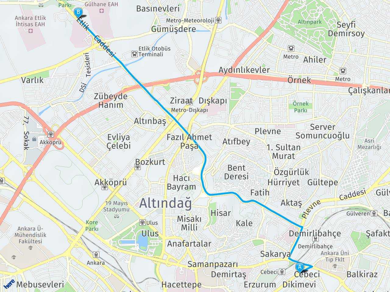 Ankara Dikimevi Metro Ankara Etlİk Arası Kaç Kilometre?