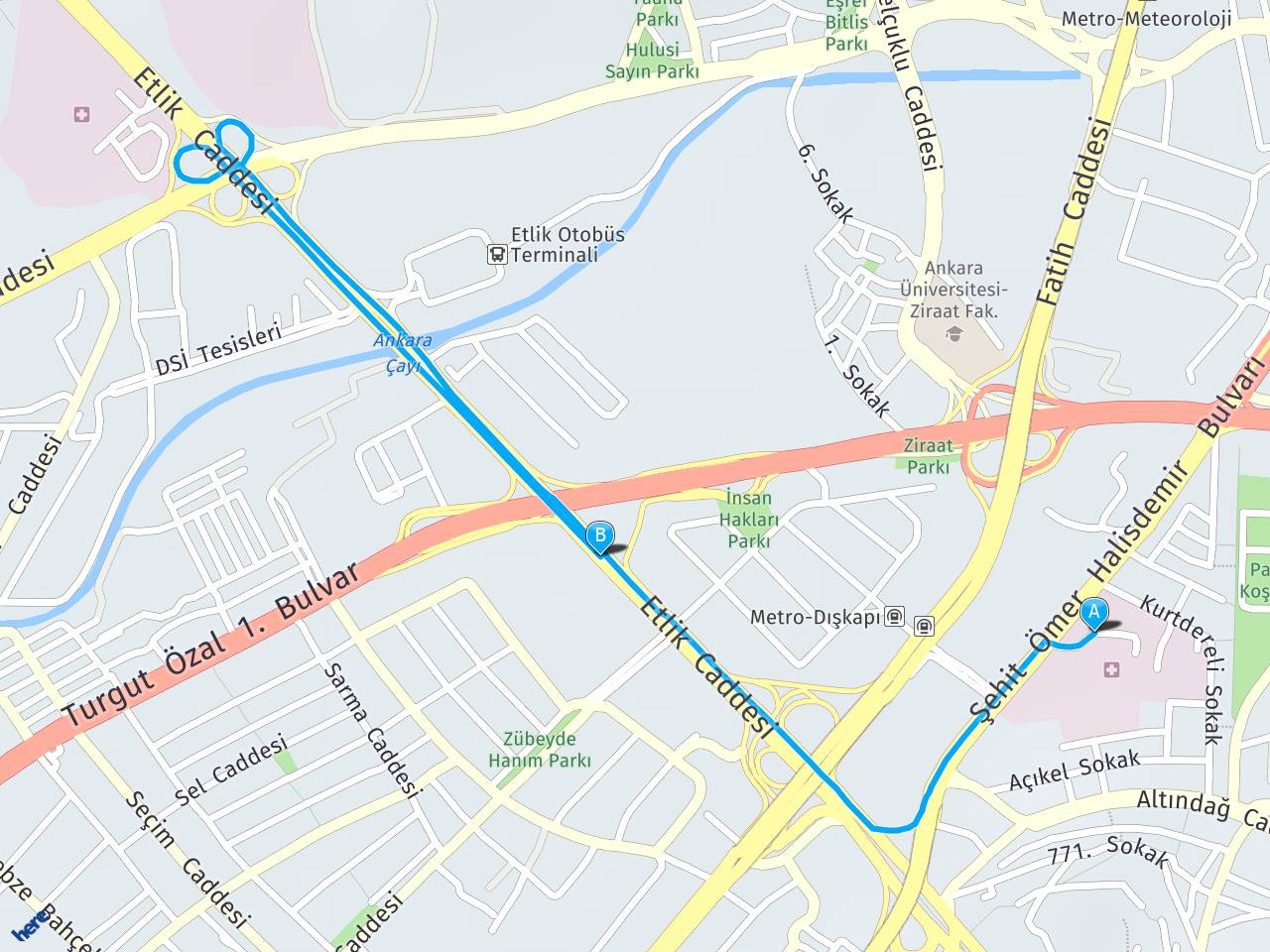 Ankara Dışkapı metro istasyonu Etlik Zübeyde Hanım Kadın Doğum Ankara haritası