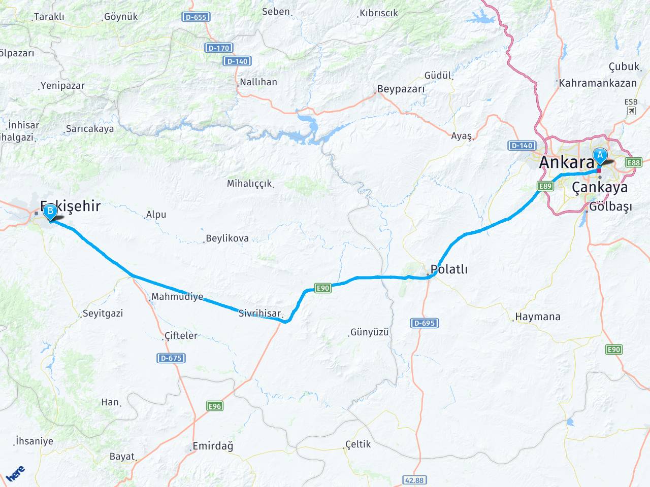 Ankara Eskisehir Anadolu Lisesi haritası