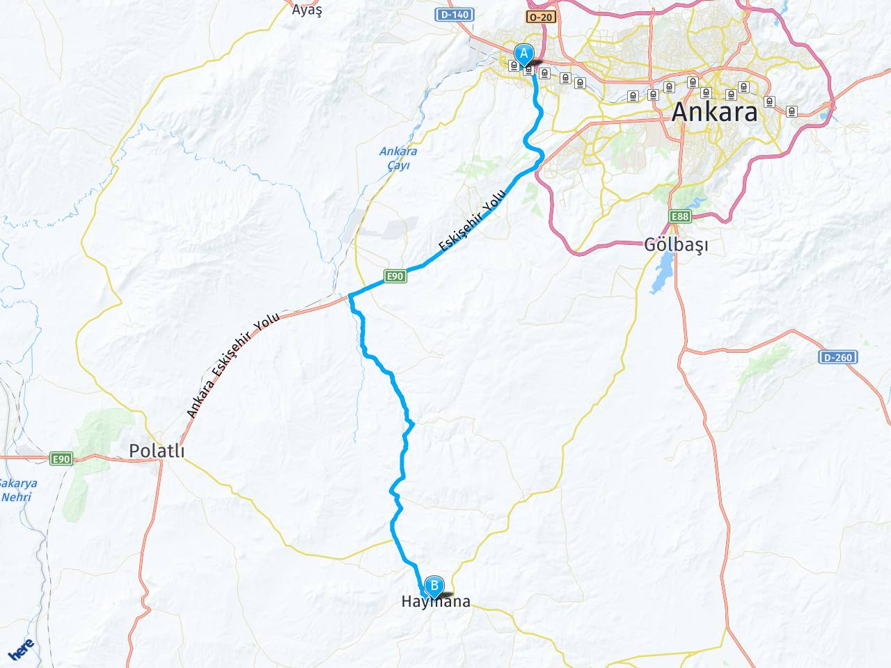 Ankara Etimesgut İstasyon Caddesi Haymana haritası