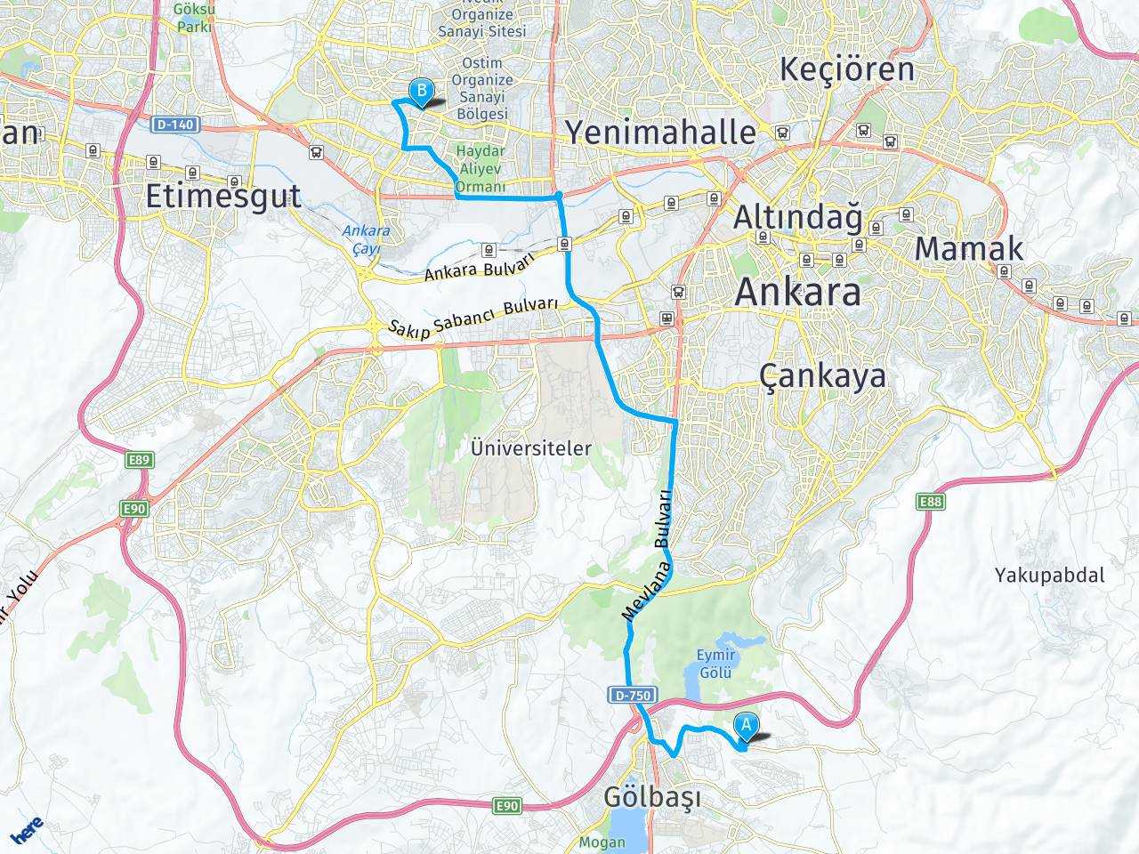 Ankara Gölbaşı Polis Akademisi Ankara Batıkent haritası