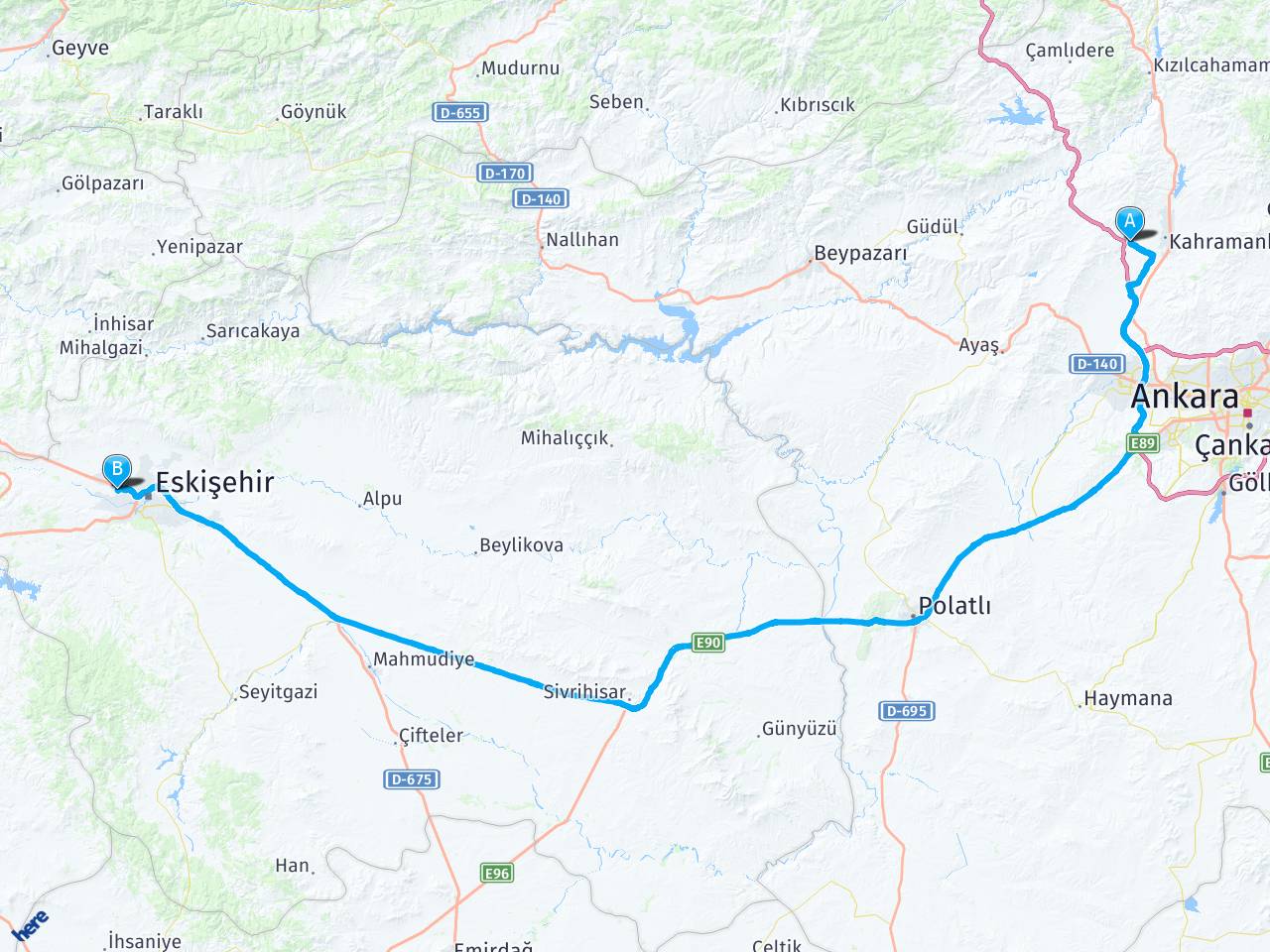 Ankara Kazan Karalar Köyü Batıkent Cebeci Sokak haritası