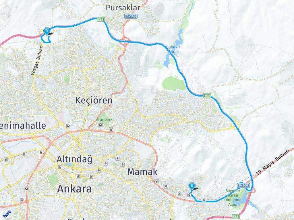 Ankara Keçiören Ankara Hüseyin Gazi haritası