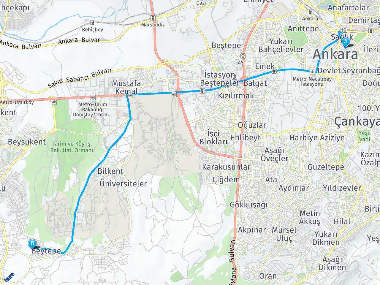 Ankara Kizilay Mithatpaca Caddesi 25/15 Sahn 1goruntuleme Merkezi Ankara Beytepe haritası