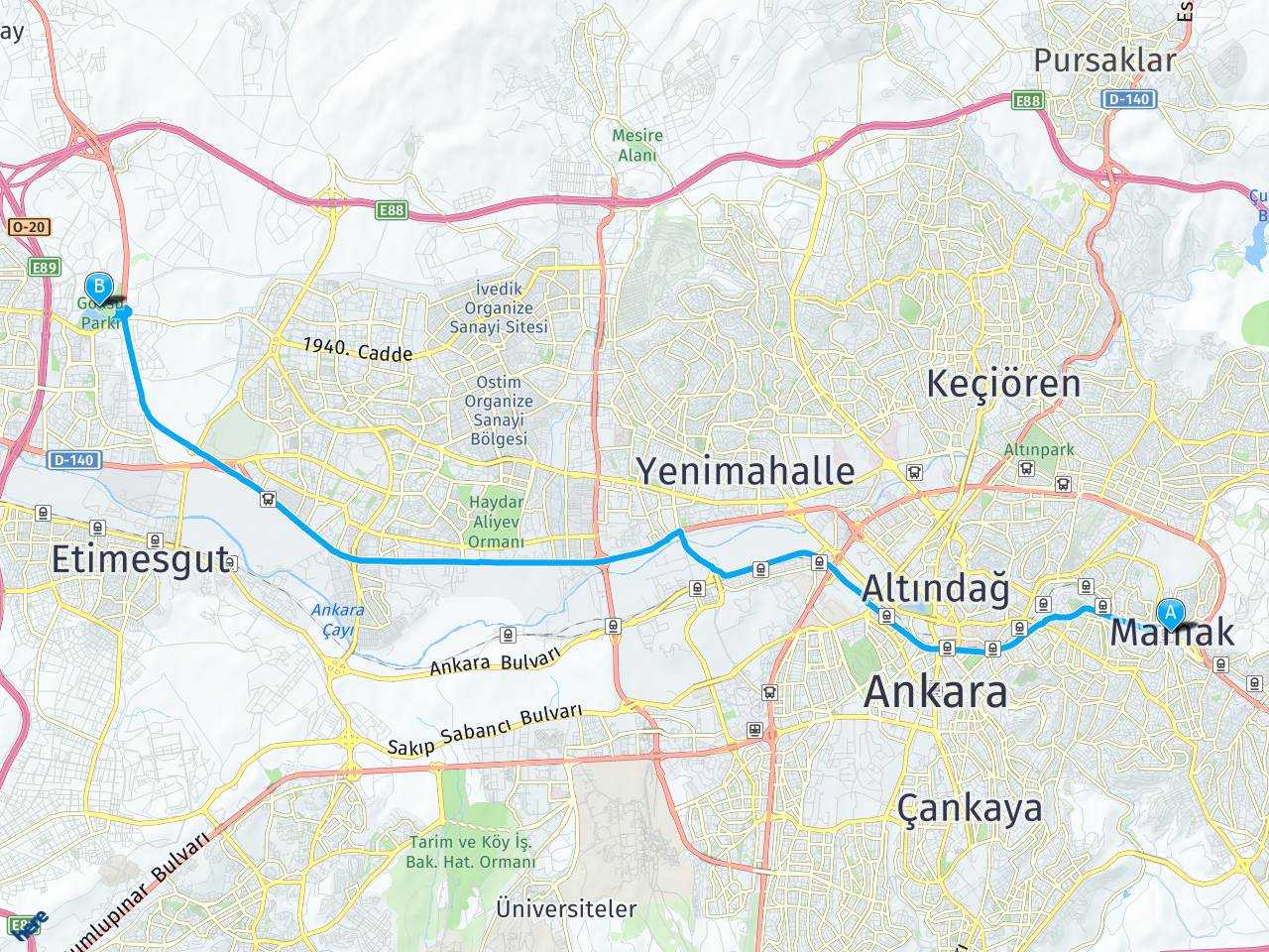 Ankara Mamak kültür merkezi Eryaman Göksu Parkı haritası