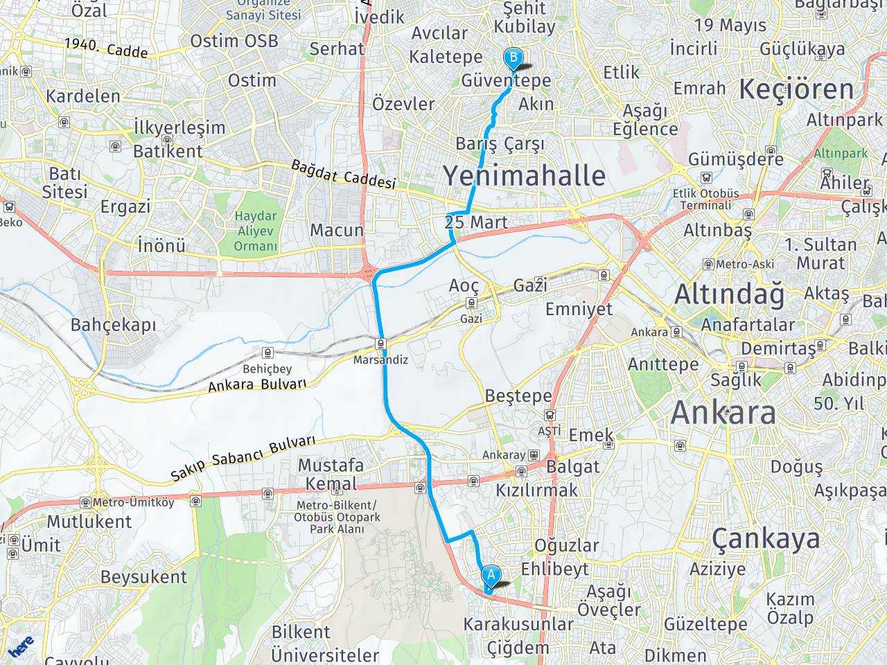 Ankara Merkez Ankara kızilcaham haritası