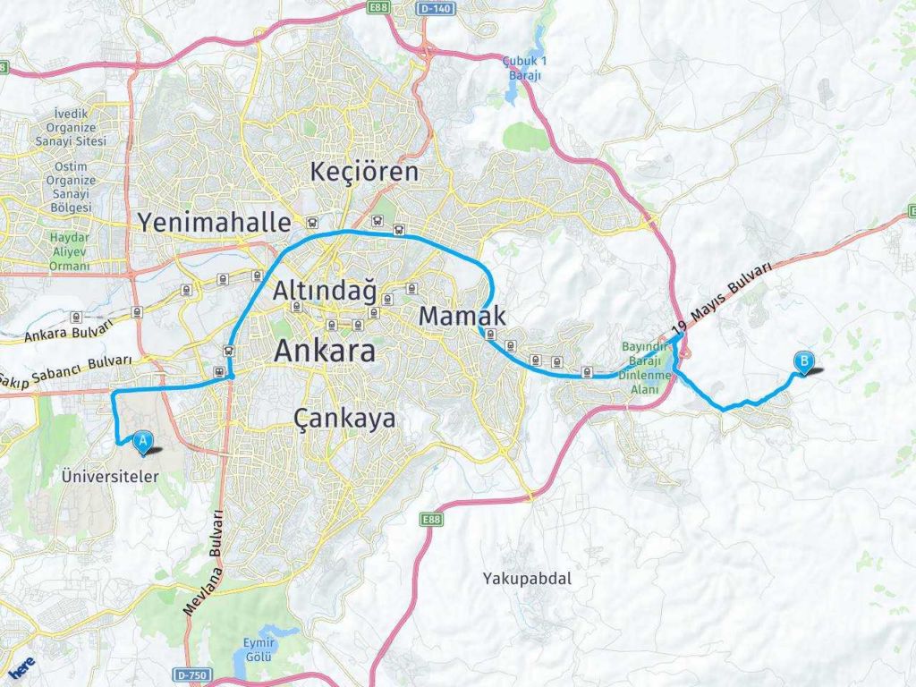 Ankara Odtü A1 Kapısı ankara mamak haritası
