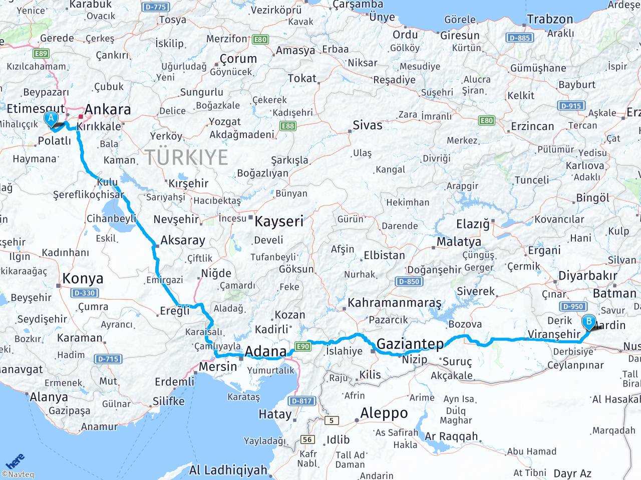 Ankara Temelli Mardin haritası