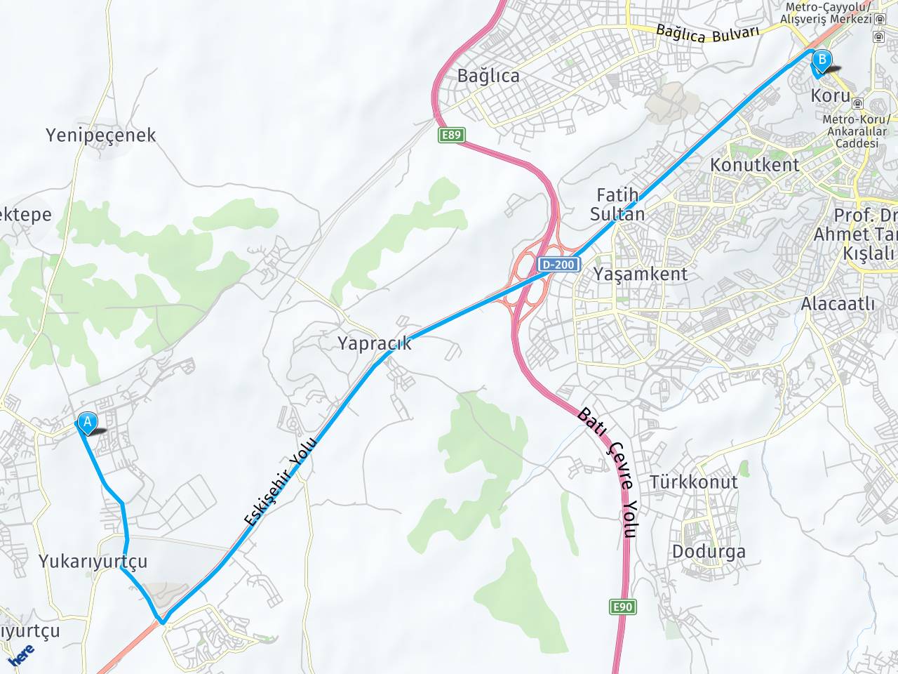 ankara yapracık toki Ankara Koru Mahallesi haritası