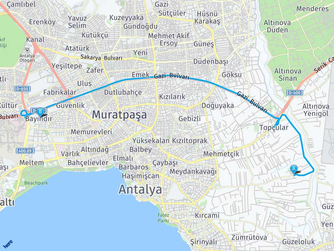 antalya muratpaşa antalya bayındır mahallesi haritası
