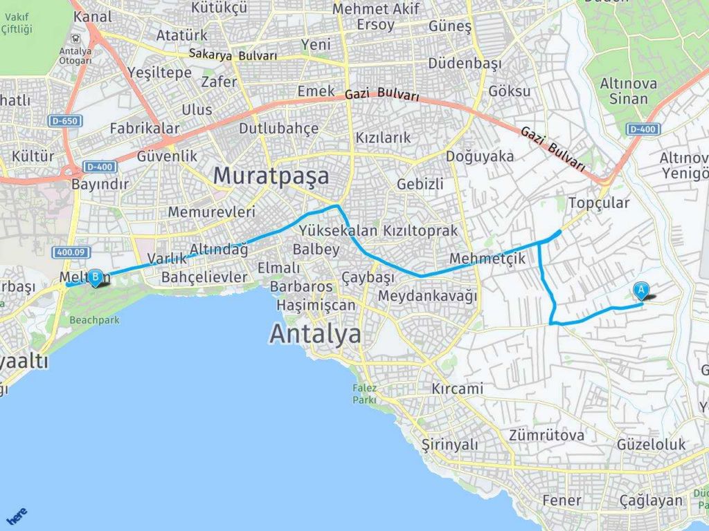 Antalya Muratpaşa Antalya meltem Mahallesi haritası