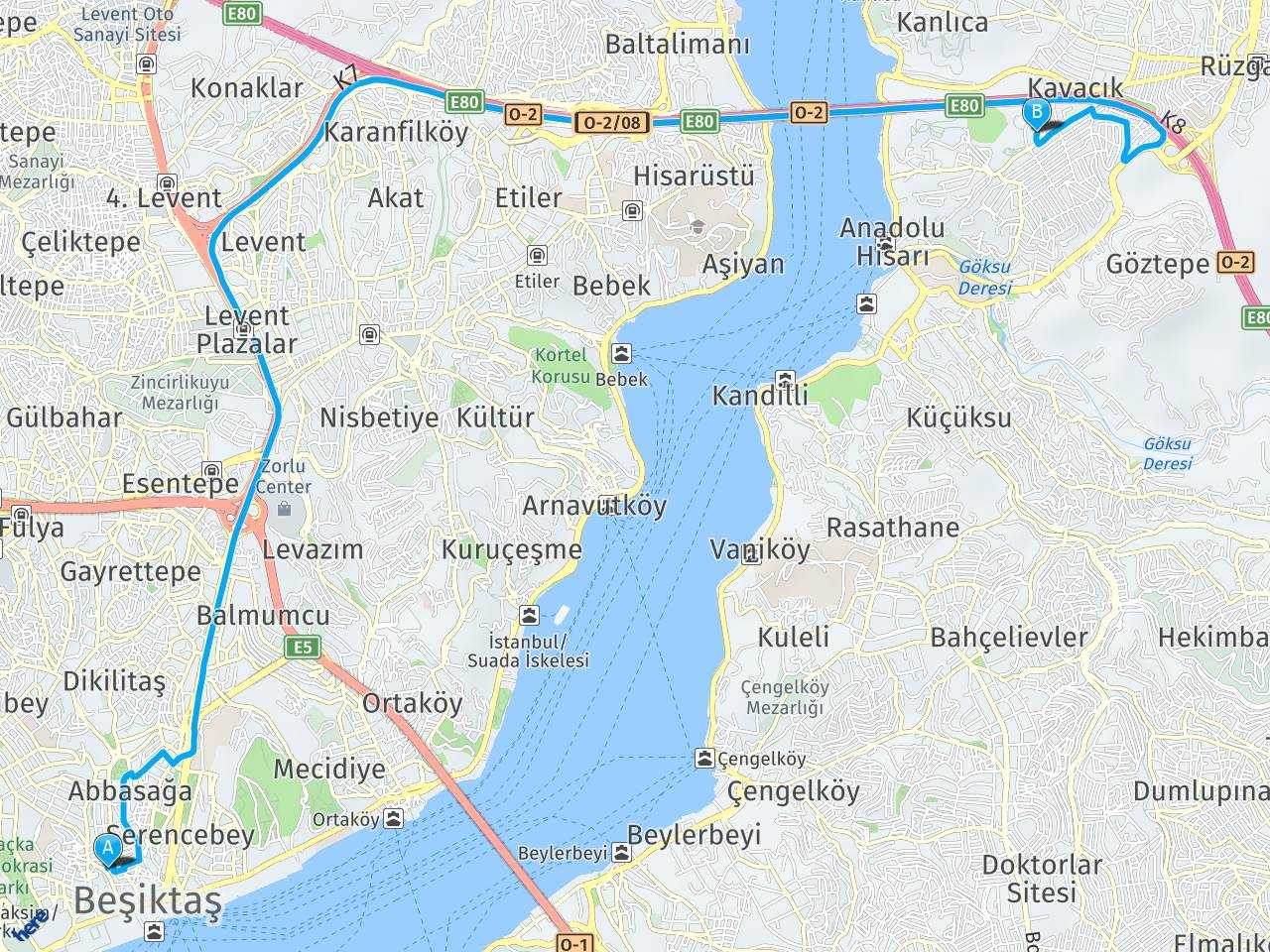 Beşiktaş Bağlık Sokak Kavacık Beykoz İstanbul haritası
