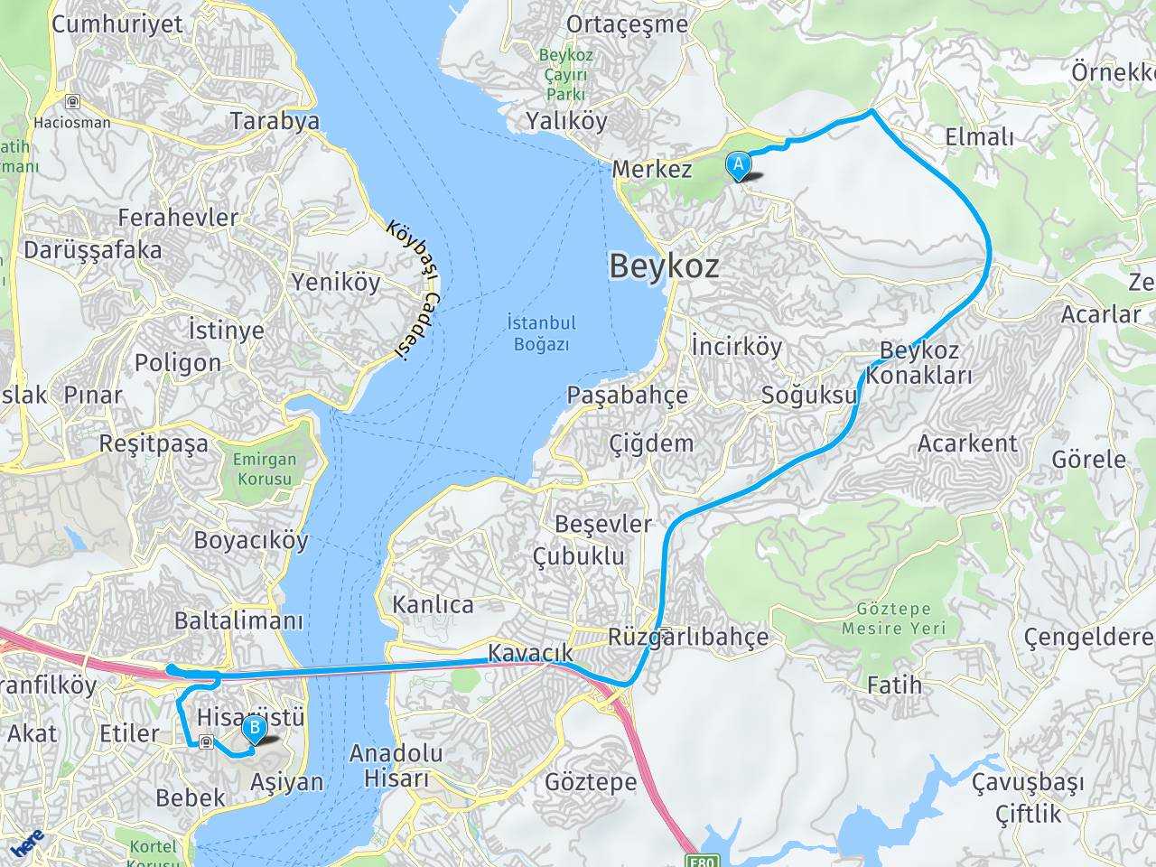 Beykoz İstanbul Boğaziçi Üniversitesi haritası