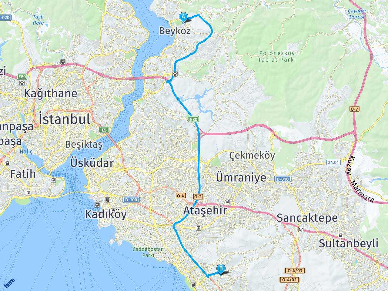 Beykoz Kartal Sokak Girne Maltepe İstanbul haritası