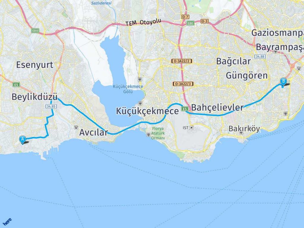 Beylikdüzü sahil Merkezefendi haritası