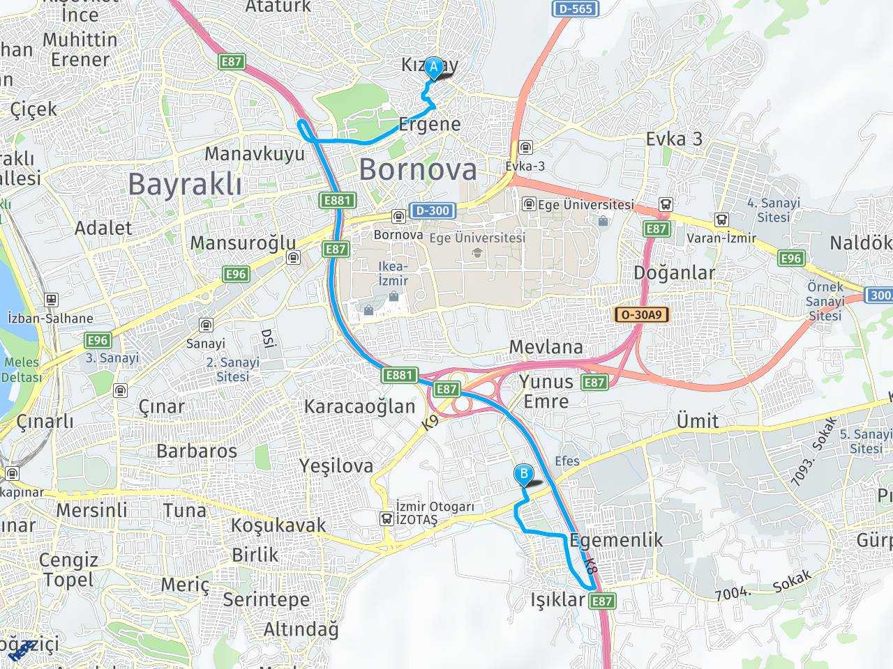 bornova İzmir Bornova Evka 4 haritası