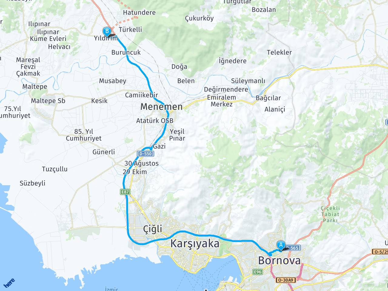 Bornova, İzmir eskifoça izmir haritası