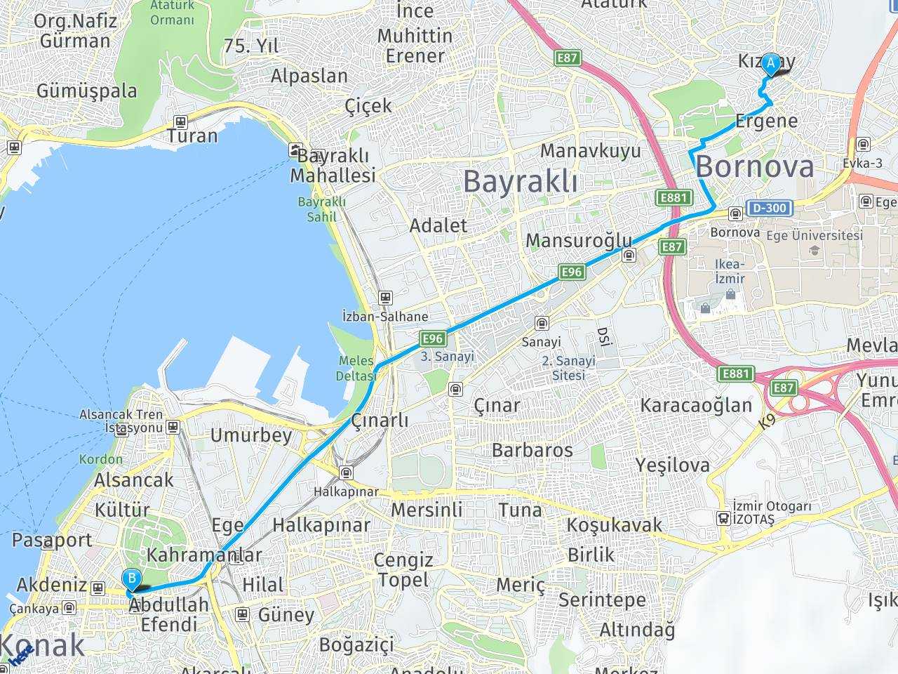 bornova İzmir haritası