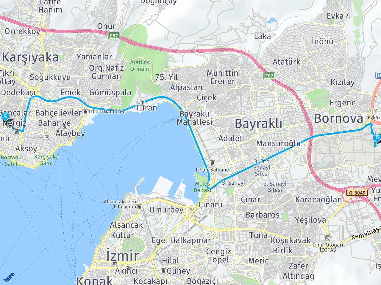 Bostanlı, İzmir1803 Sokak Ege Üniversitesi haritası