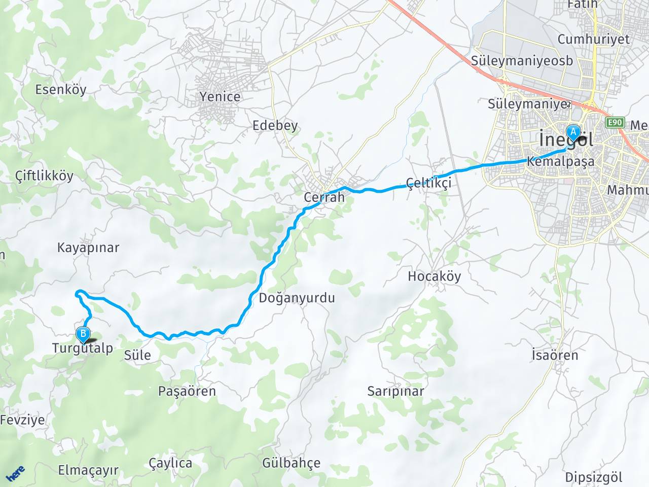 Bursa İnegöl Bursa İnegöl turgutalp Mahalle haritası