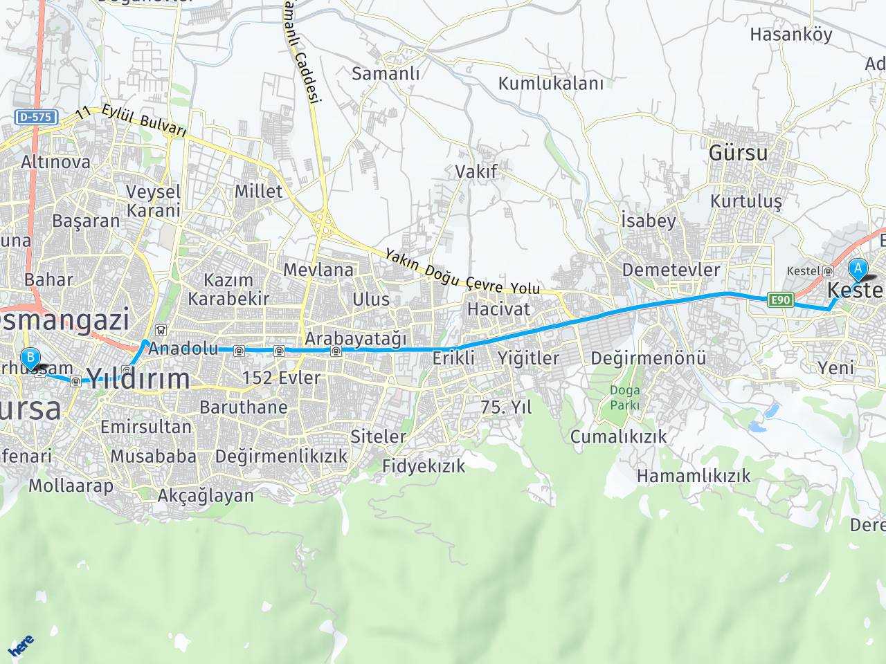 Bursa, Kestel Bursa, Osmangazi haritası