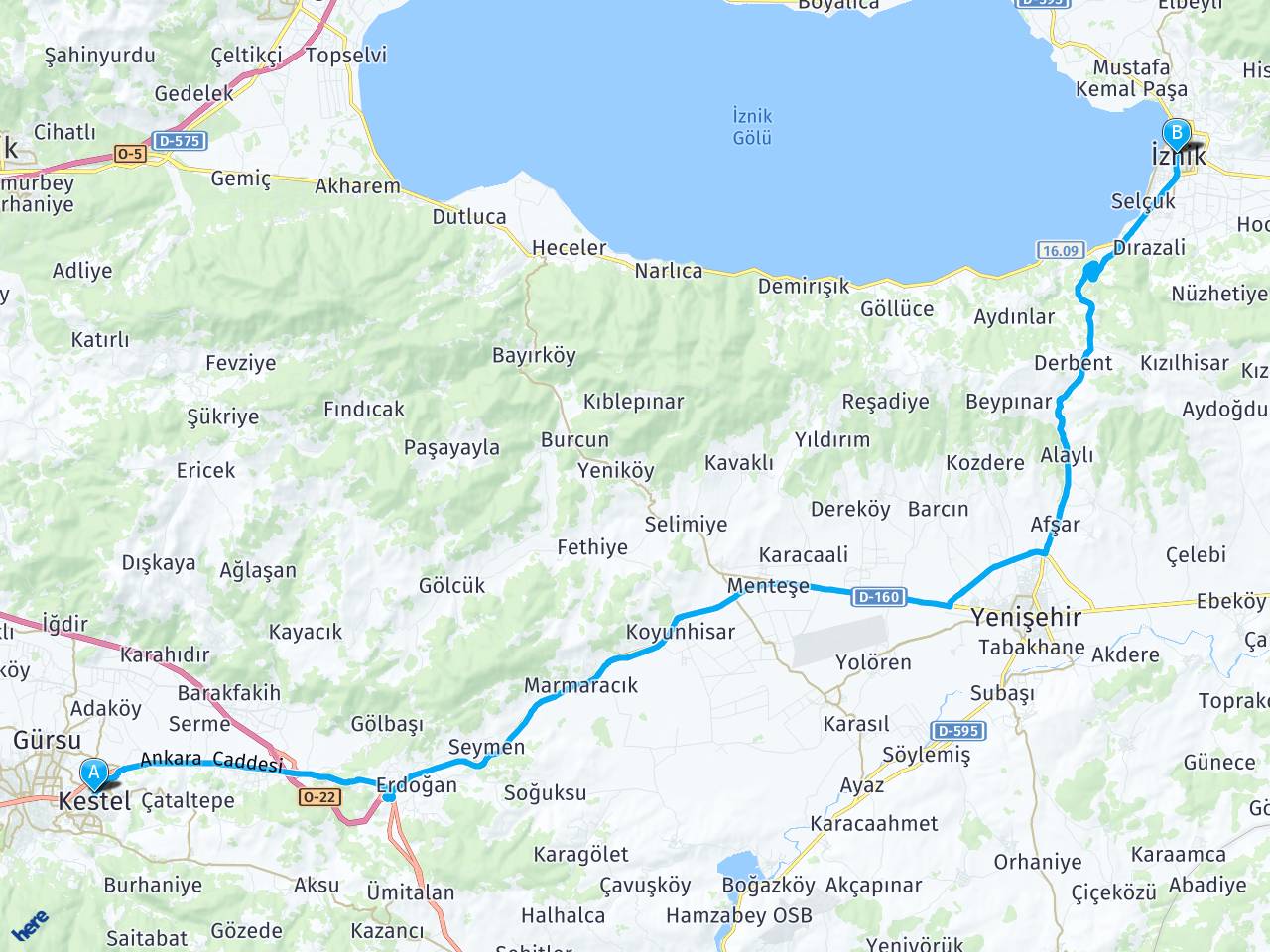 Bursa Kestel İznİk Harita. Bursa Kestel İznİk Yol Haritası.