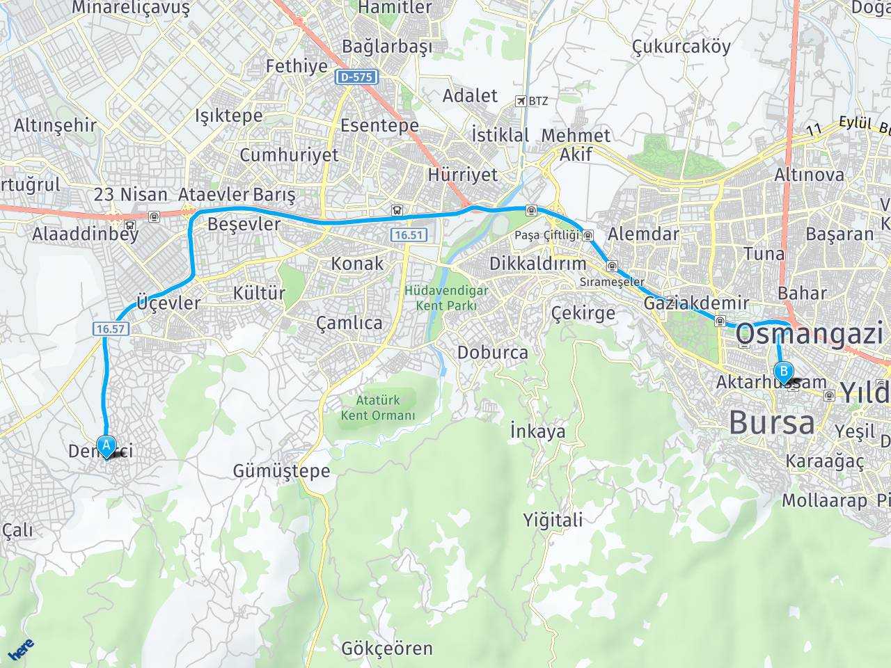 Bursa Nilüfer Demirci Mah. Bursa haritası
