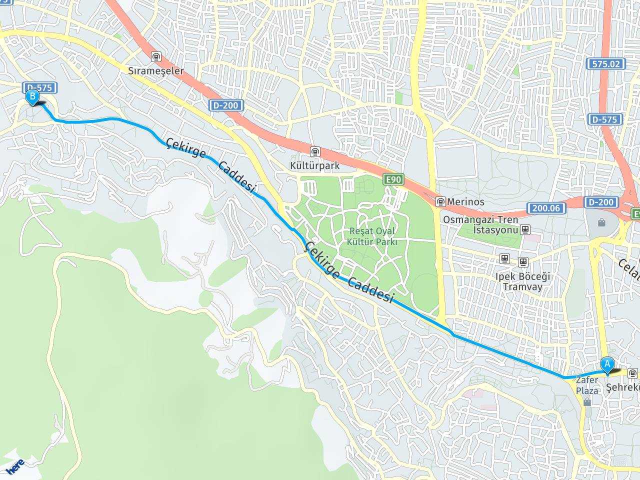 Bursa Osmangazi Çekirge 1.murat Caddesi haritası
