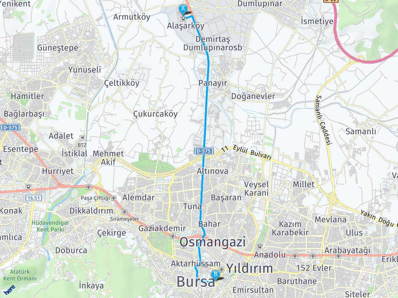Bursa Otobüs Terminal Bursa Heykel haritası