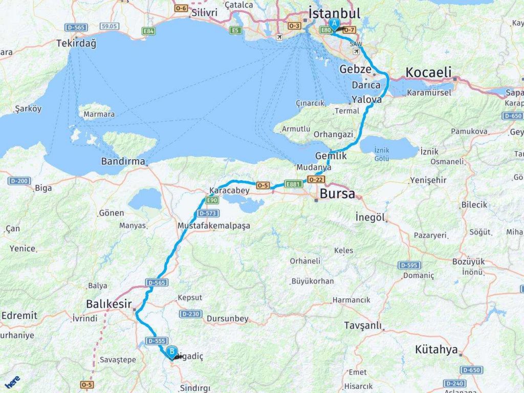 Buyruk Sokak Esenkent Ümraniye İstanbul Balıkesir, Bigadiç haritası