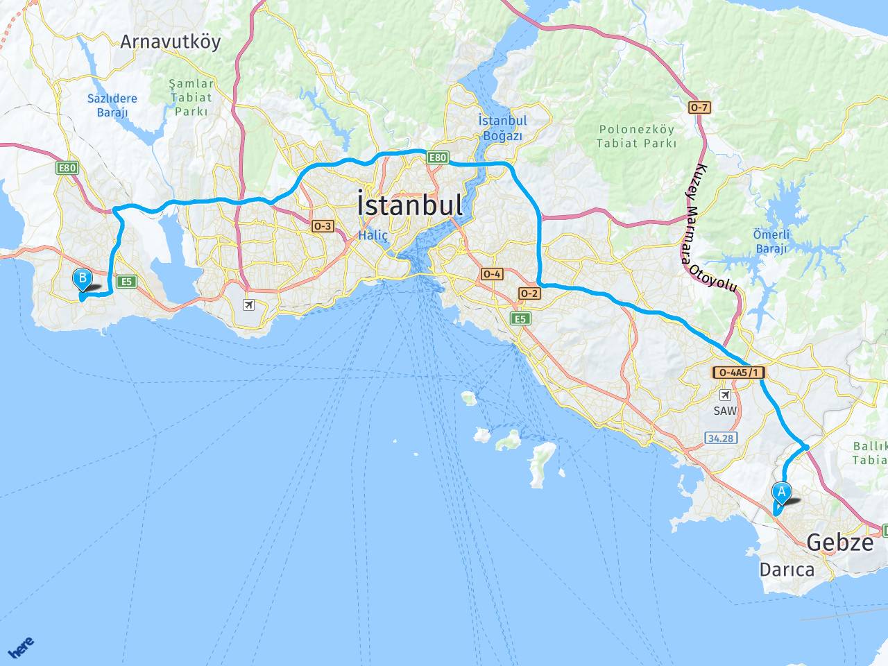Çayırova Kocaeli Ocaeli Beylikdüzü İstanbul haritası
