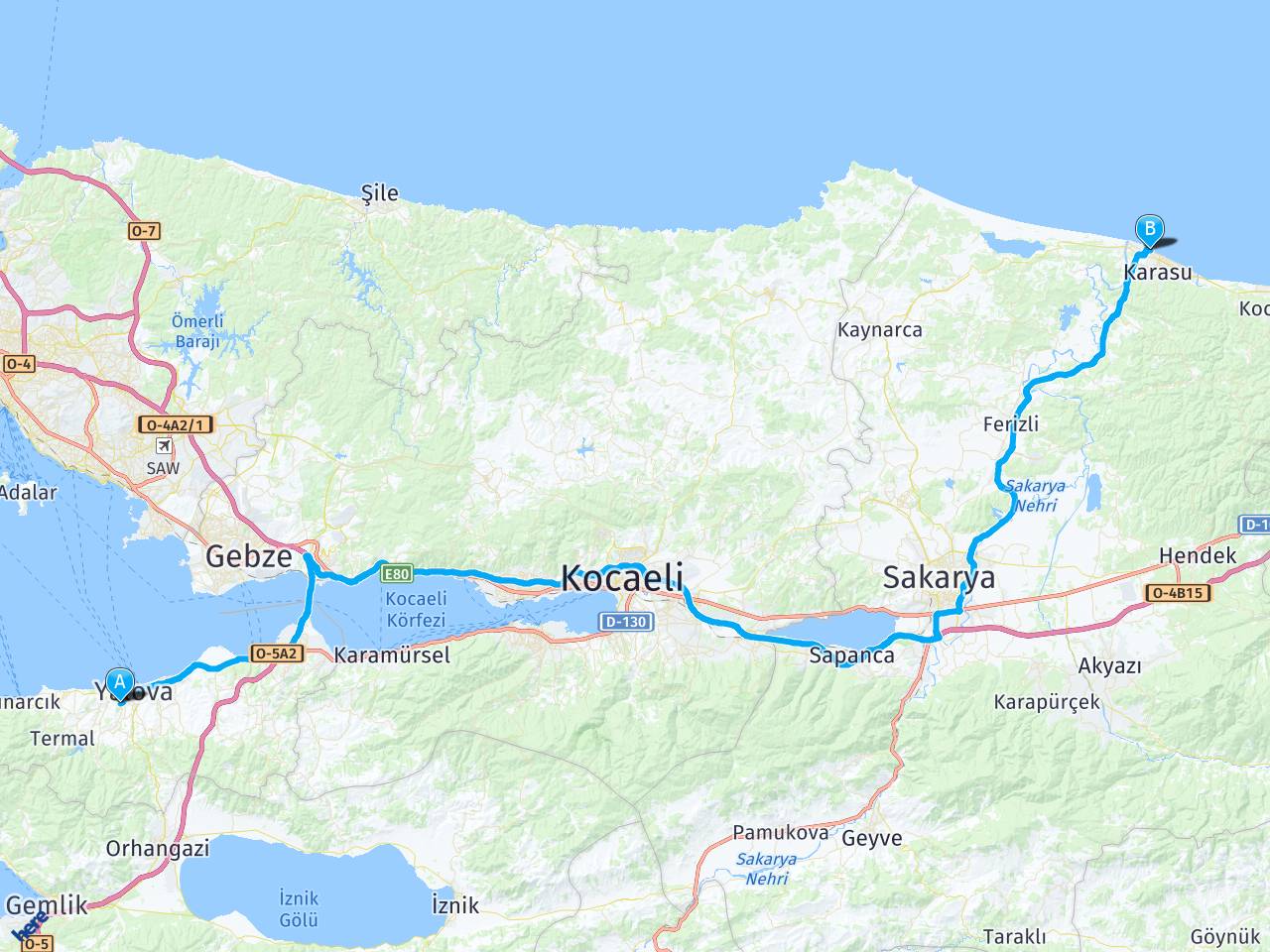 Conk Bayırı Sokak Adnan Menderes Yalova Yalova Bati Karadeniz haritası