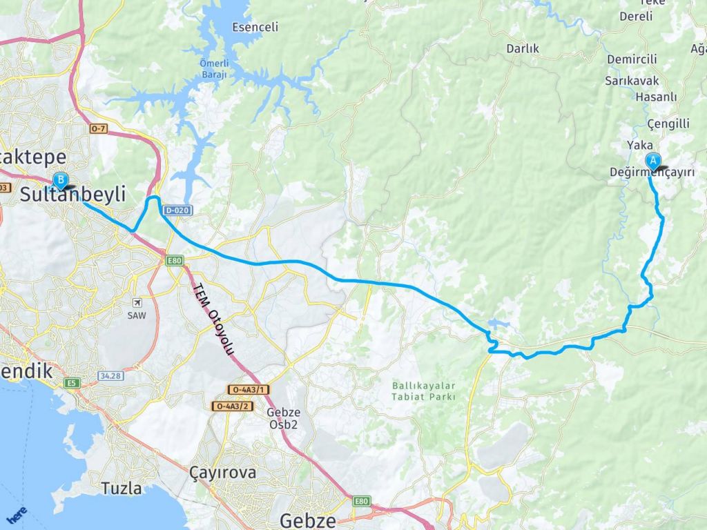 Değirmençayırı Köyü Şile Sultan beyli haritası