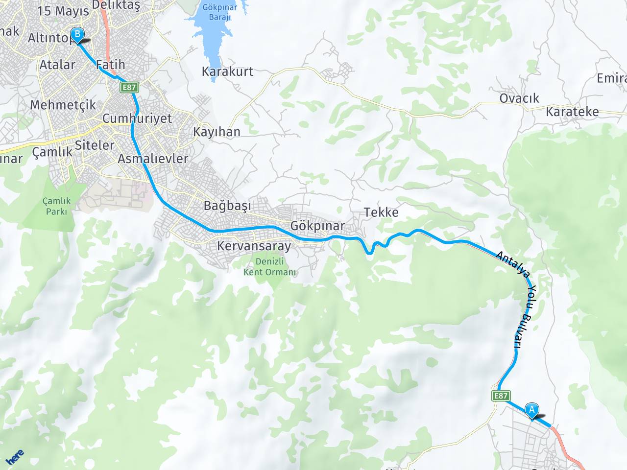 Denizli cankurtaran Emek Caddesi Atalar Pamukkale Denizli haritası