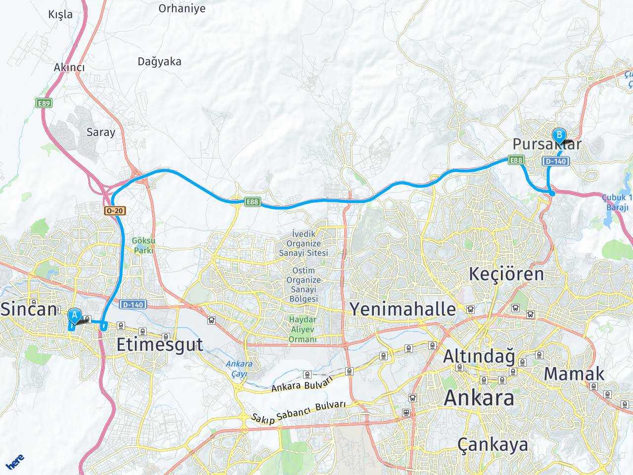 Elvankent Ankara Pursaklar haritası