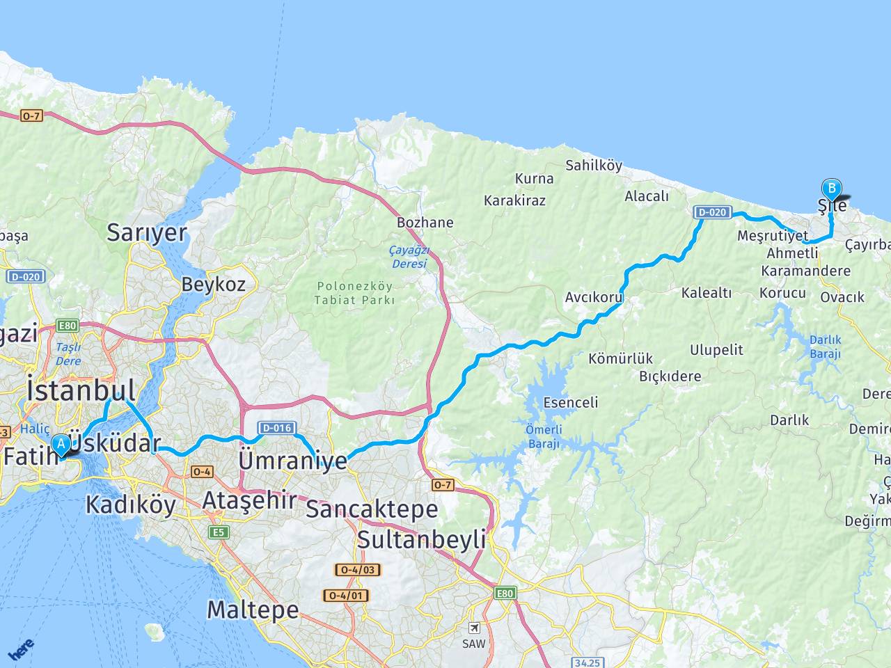 Eminönü, İstanbul üsküdar sahil haritası