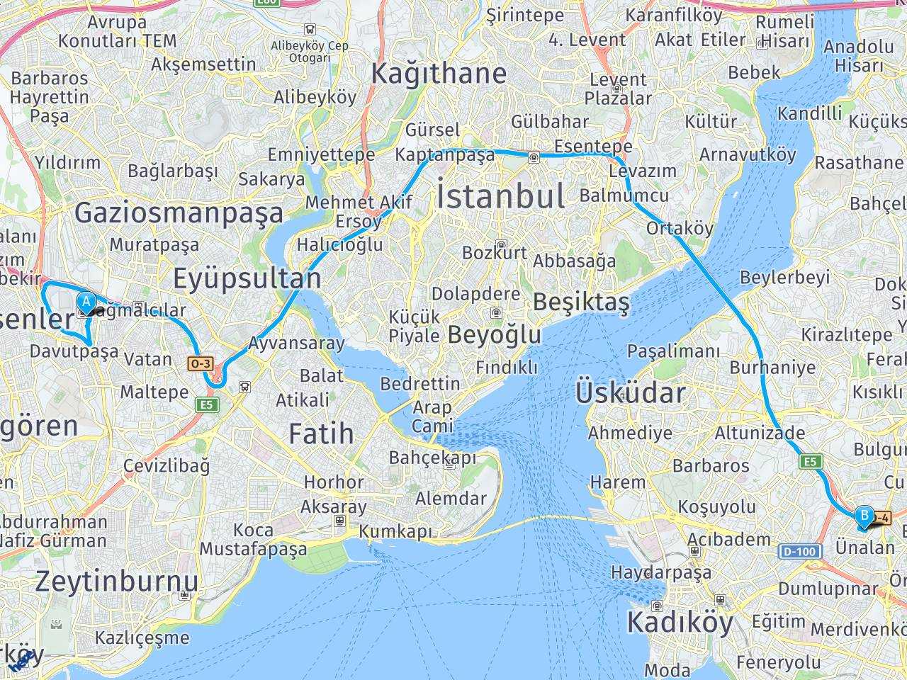 Esenler Otogarı Fsm Köprüsü ,öprüsü İstanbul haritası