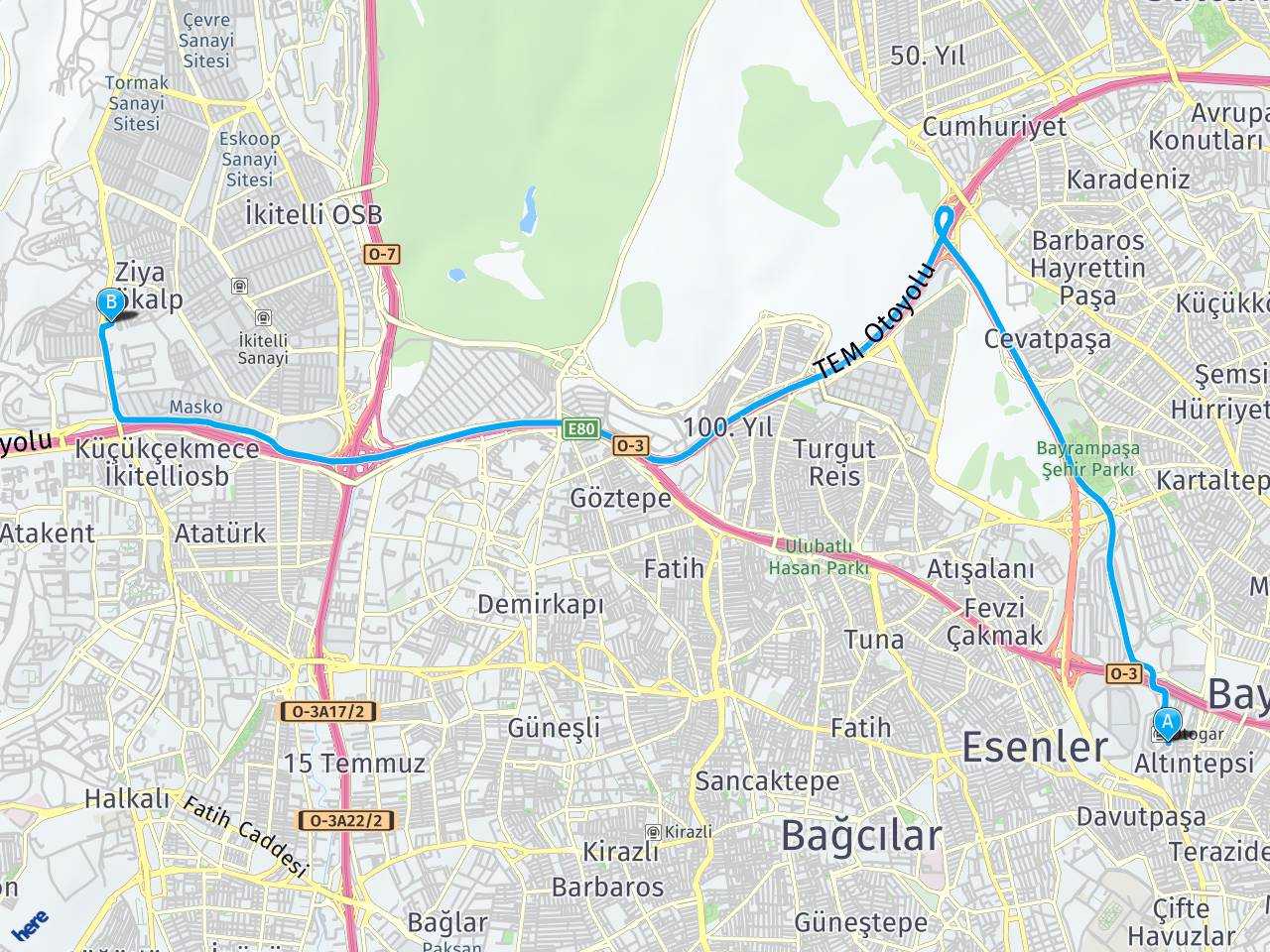 Esenler Otogarı İstanbul İki Telli Sanayi haritası