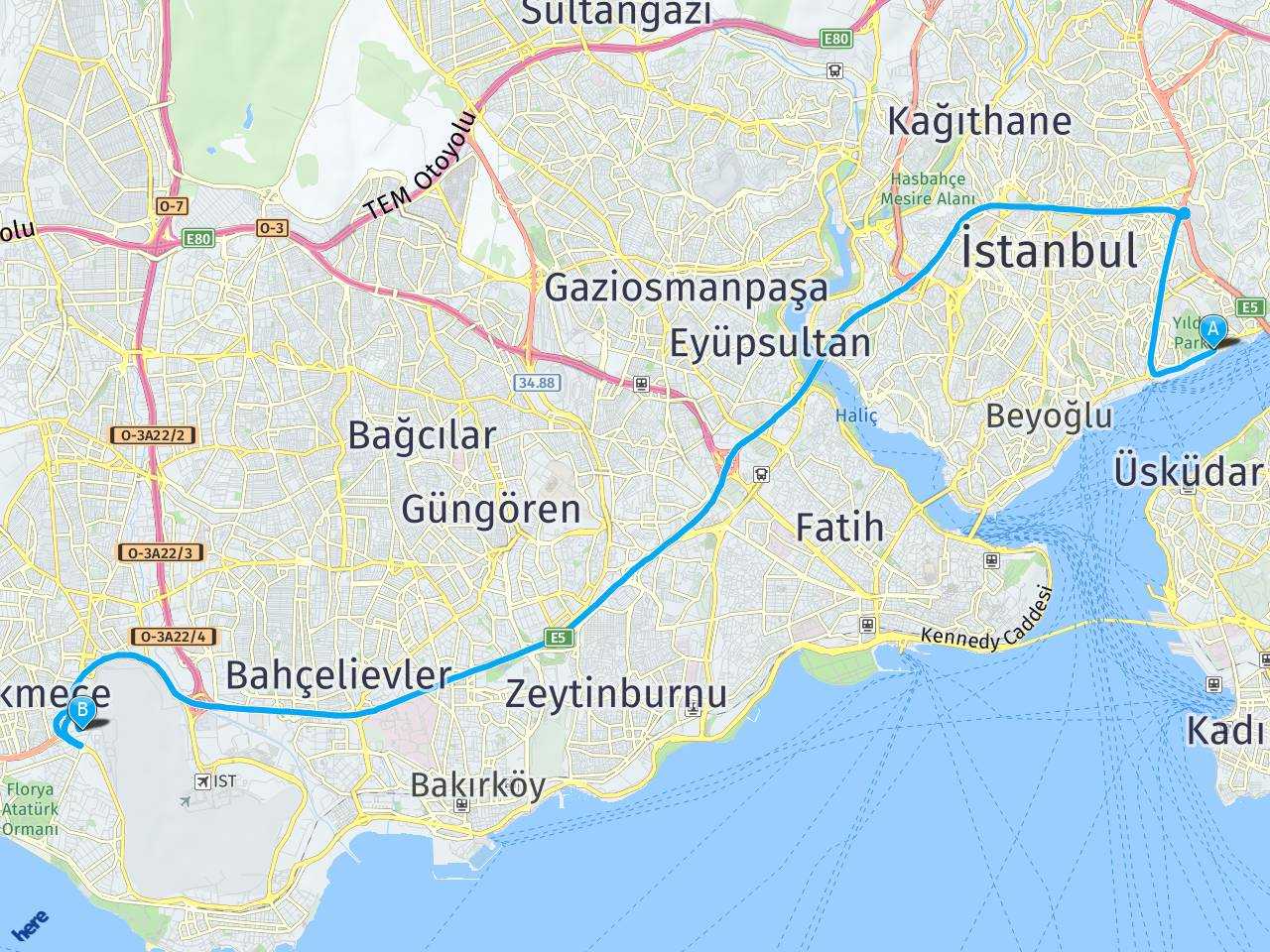 Galatasaray üniversitesi Küçükçekmece Beşyol haritası