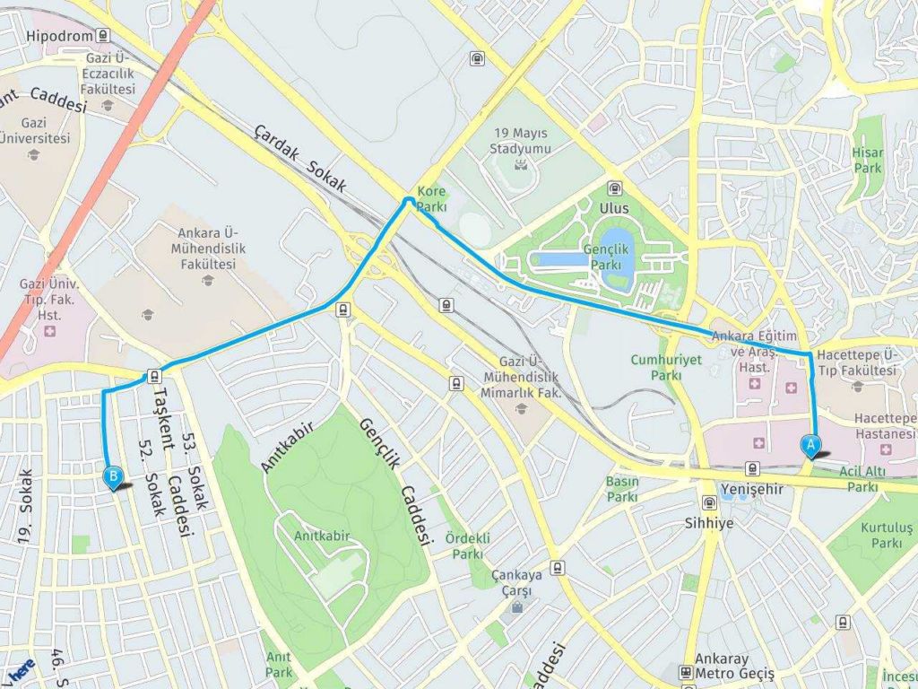 Gazi Tıp Ankara Bahçelievler 3. Cadde haritası