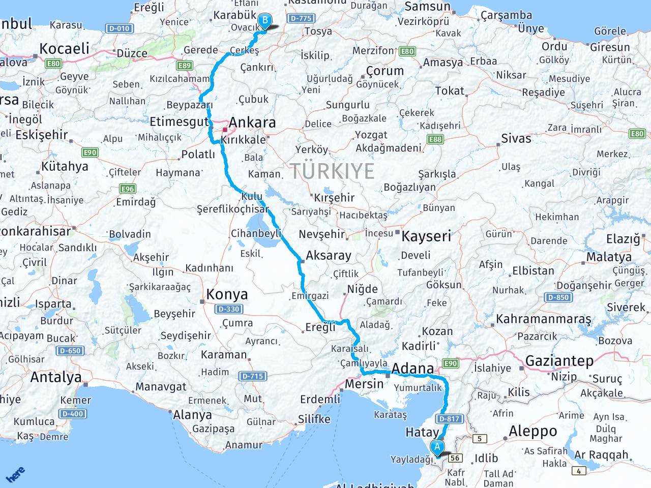 Hatay Yayladagi Şakşak Kayapınar Merkez İhsangazi Kastamonu haritası
