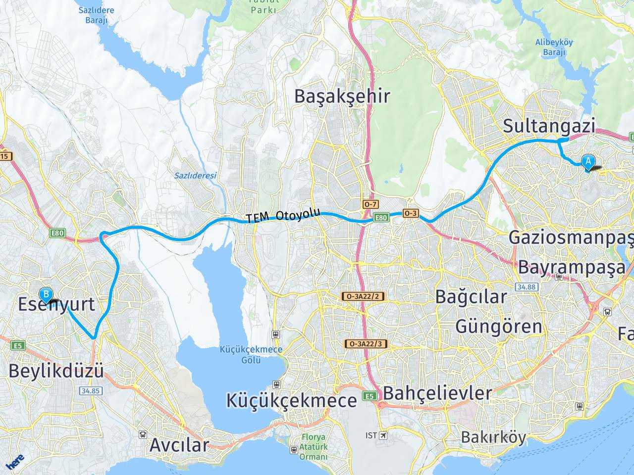 İmbat Sokak Yeşilpınar Eyüpsultan İstanbul Yosun Sokak Necip Fazıl Kısakürek Esenyurt İstanbul haritası