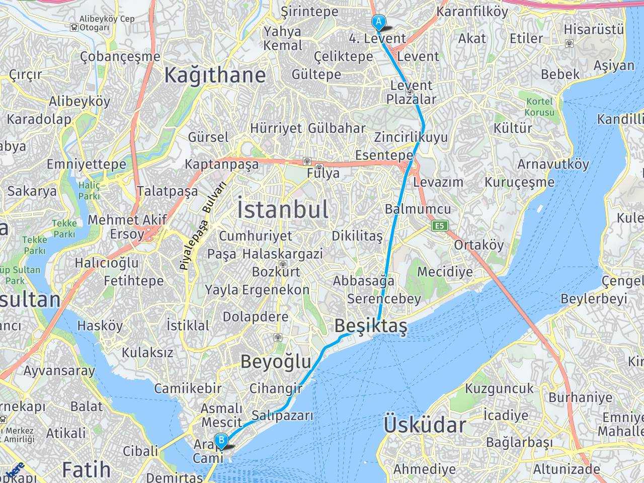 İstanbul, 4. levent Karaköy İstanbul haritası