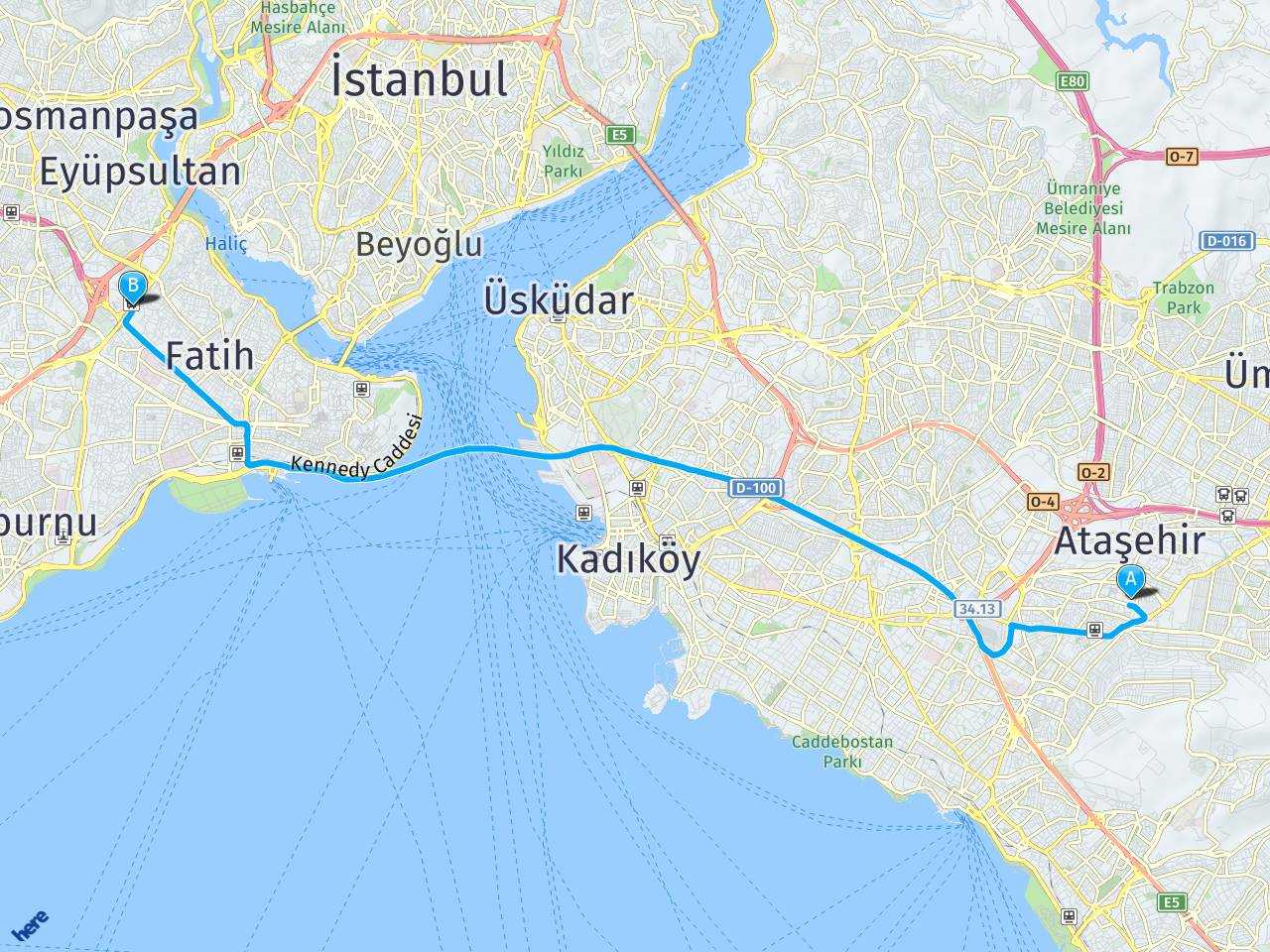 İstanbul, Ataşehir İstanbul, Beylerbeyi haritası