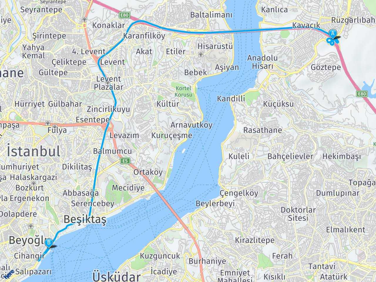 İstanbul Beykoz Kavacık İstanbul kabatas haritası